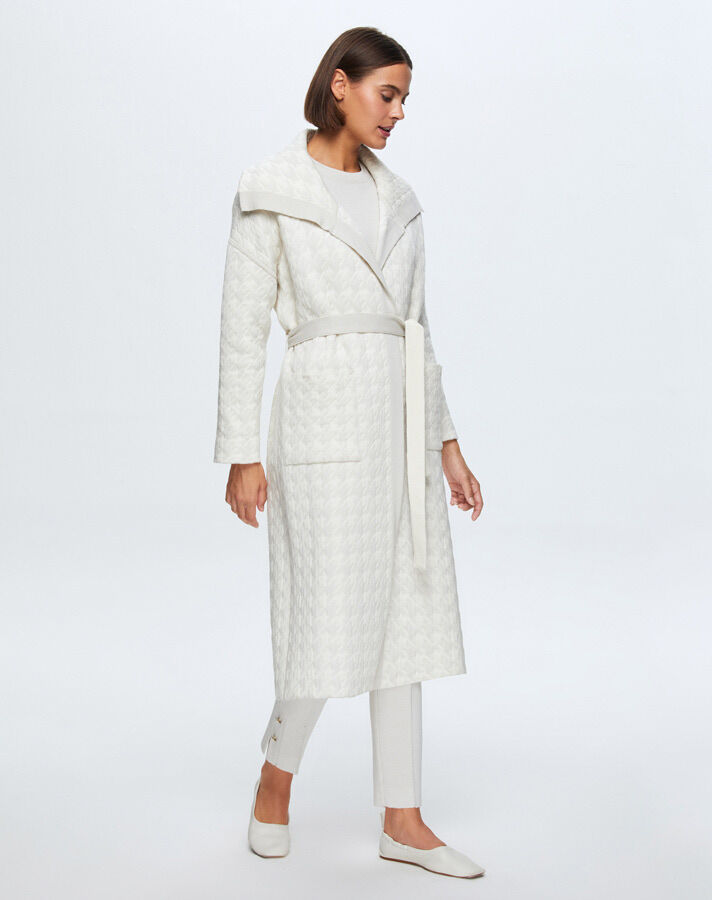T24K-9023 Goose Feet Patterned Quilted Cardigan - 12