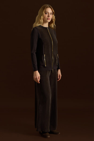 Cupro Cepli Pantolon Etek Kahverengi - MISS DALIDA (1)