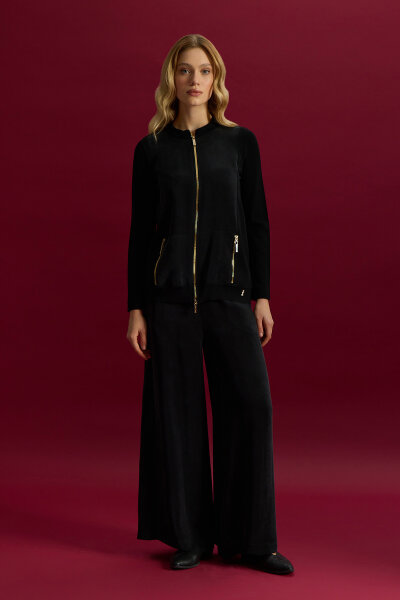 Cupro Cepli Pantolon Etek Siyah - MISS DALIDA