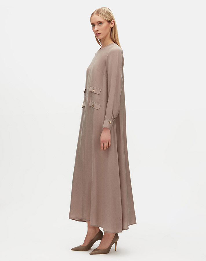 T25Y-4035 Cupro Dress with Pocket Cover - 4