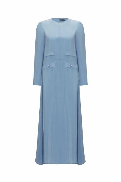 T25Y-4035 Cupro Dress with Pocket Cover - 6