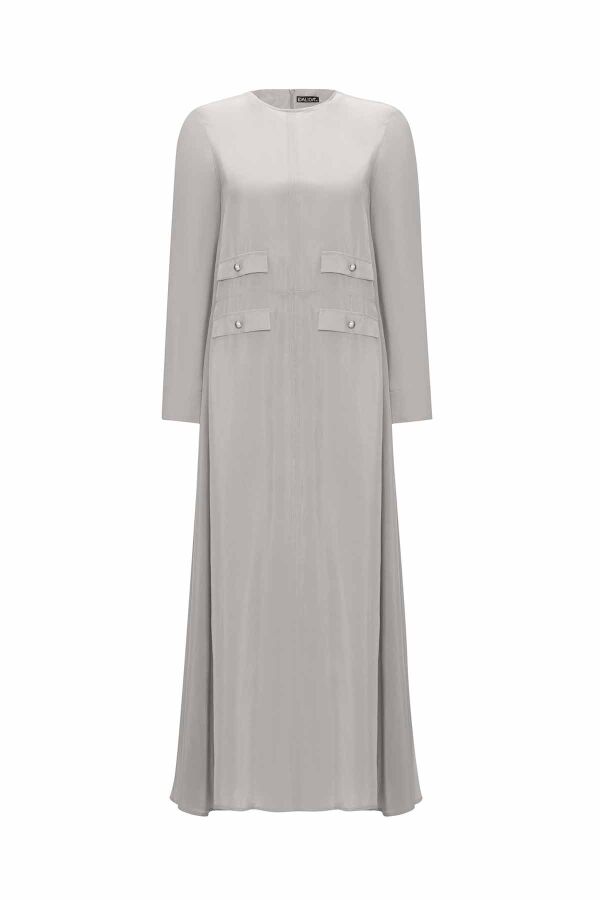 T25Y-4035 Cupro Dress with Pocket Cover - 8