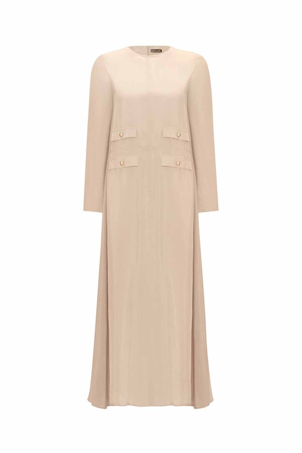 T25Y-4035 Cupro Dress with Pocket Cover - 1