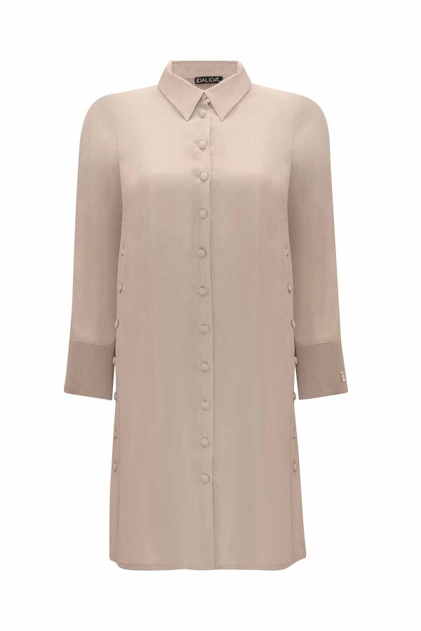 Cupro Long Shirt with Buttons on the Sides - 1