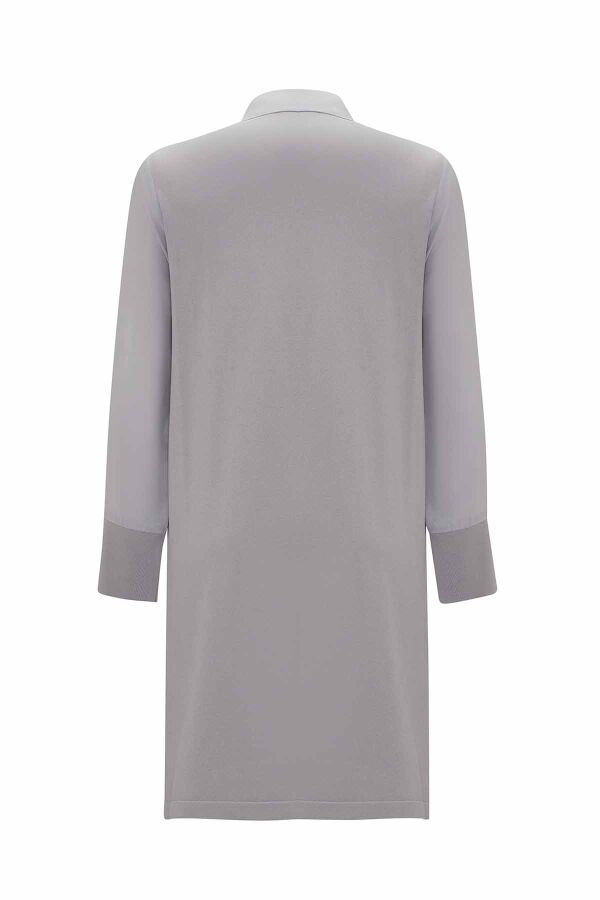Cupro Long Shirt with Buttons on the Sides - 6