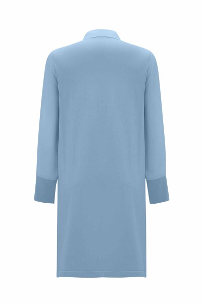 Cupro Long Shirt with Buttons on the Sides - 7
