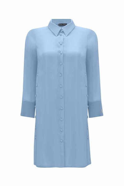 Cupro Long Shirt with Buttons on the Sides - 8