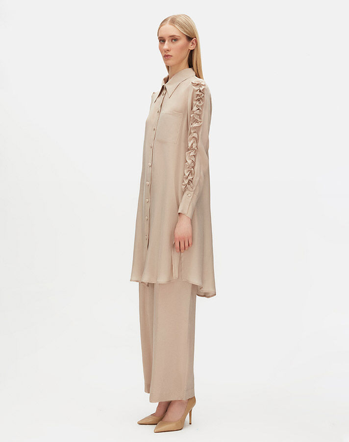 Cupro Shirt with Frilled Sleeves - 3