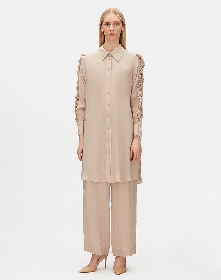 Cupro Shirt with Frilled Sleeves - 2