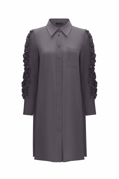 Cupro Shirt with Frilled Sleeves - 5