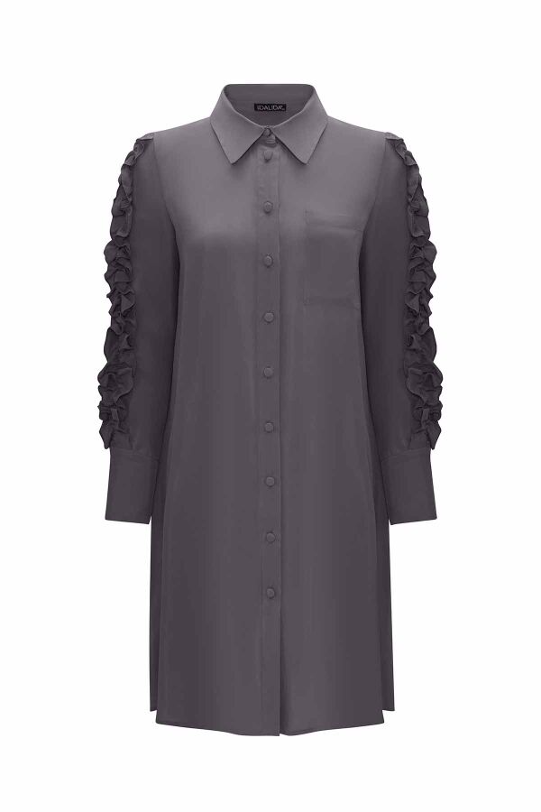 Cupro Shirt with Frilled Sleeves - 5