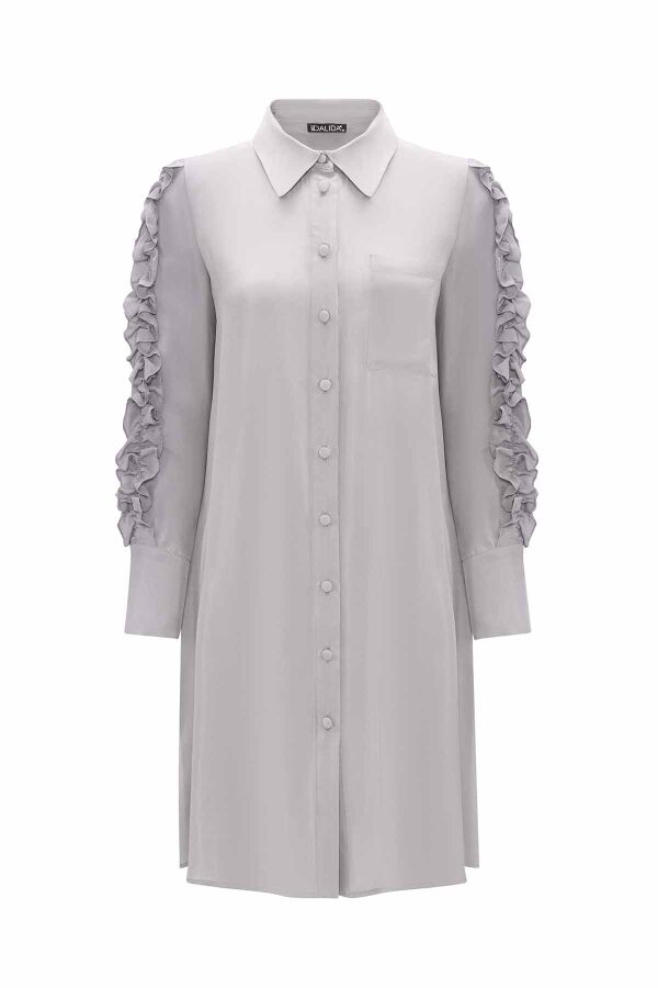 Cupro Shirt with Frilled Sleeves - 7