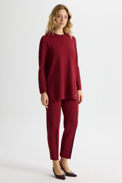 Dar Paça Basic Triko Pantolon Cherry - 2
