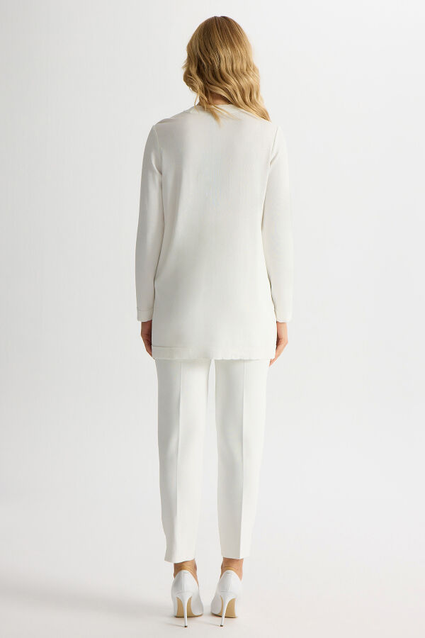 Dar Paça Basic Triko Pantolon Ekru - 3