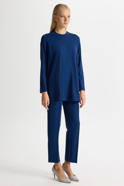 Dar Paça Basic Triko Pantolon Mavi - MISS DALIDA (1)