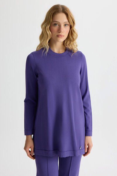 Dar Paça Basic Triko Pantolon Mor - MISS DALIDA