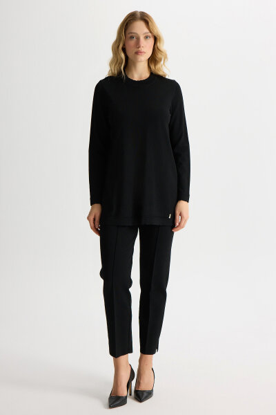 Dar Paça Basic Triko Pantolon Siyah 