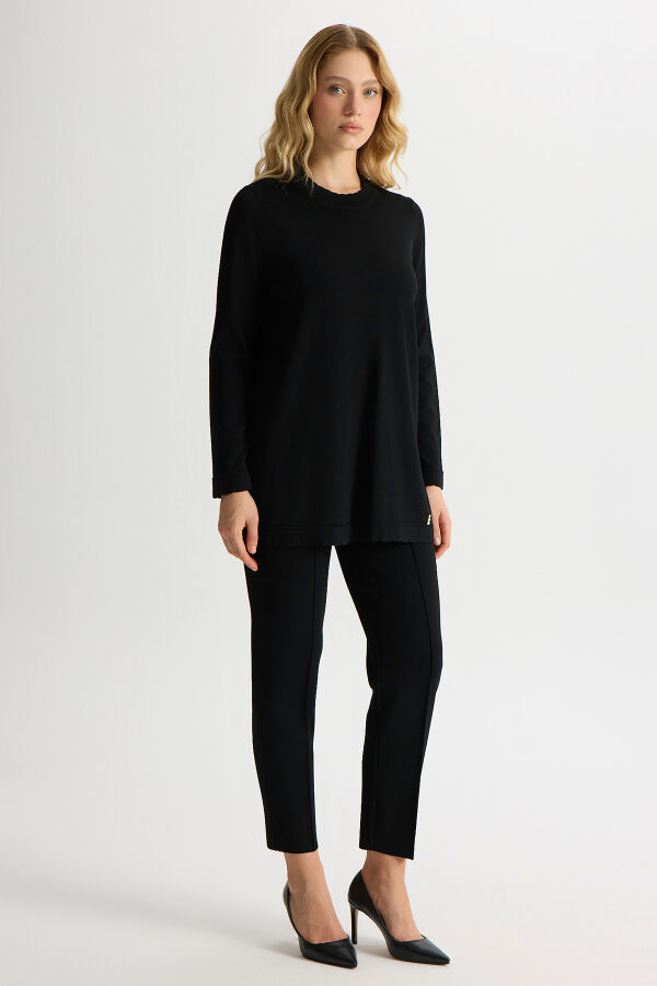 Dar Paça Basic Triko Pantolon Siyah - 2