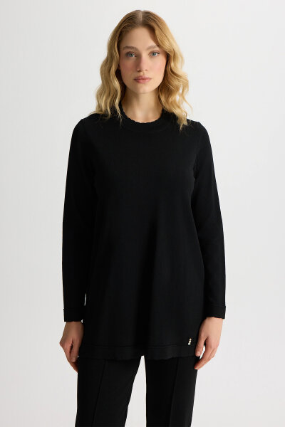 Dar Paça Basic Triko Pantolon Siyah - 3