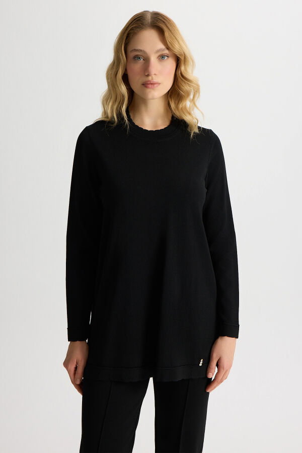 Dar Paça Basic Triko Pantolon Siyah - 3