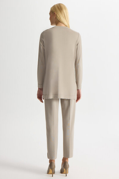 Dar Paça Basic Triko Pantolon Stone - 3