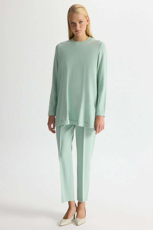 Dar Paça Basic Triko Pantolon Yeşil - 2