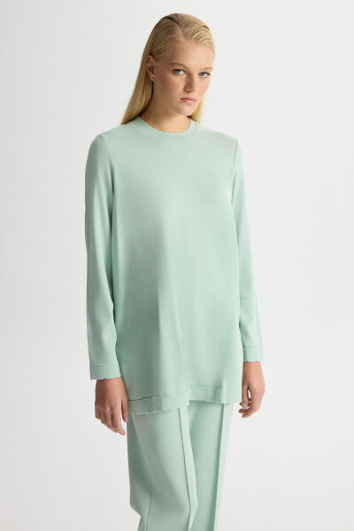 Dar Paça Basic Triko Pantolon Yeşil - 3