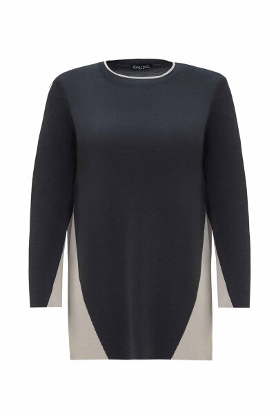 Dark Grey Knit Tunic with Colorful Side Details - 1