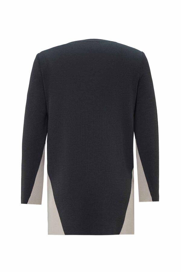Dark Grey Knit Tunic with Colorful Side Details - 2