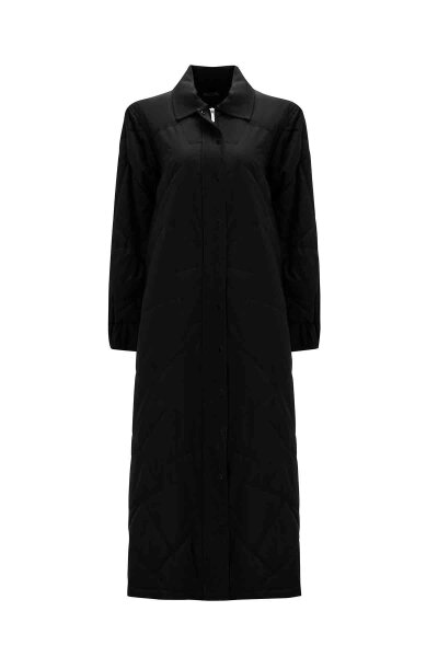 T26K-8008 Denim Kumaş Detaylı Kapitone Kap BLACK - 3