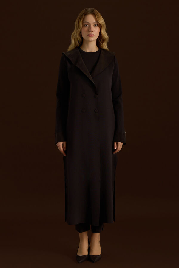 Denizci Yaka Triko Kap Kahverengi - 1