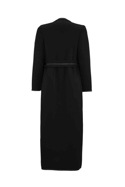 T26K-9010 Deri Şerit Detaylı Triko Hırka BLACK - MISS DALIDA (1)