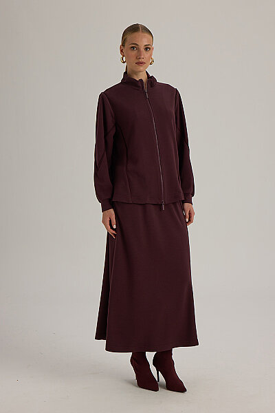  Dik Yaka İki İp Ceket Bordo - Miss Dalida (1)