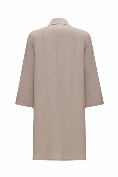 Double Breasted Linen Jacket with Side Slits - 3