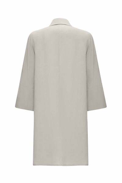 Double Breasted Linen Jacket with Side Slits - 7