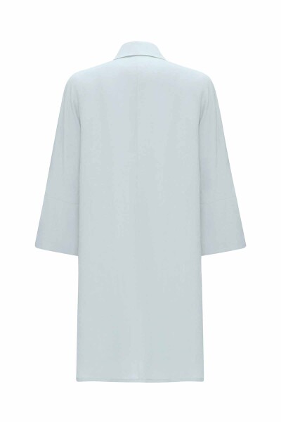 Double Breasted Linen Jacket with Side Slits - 9