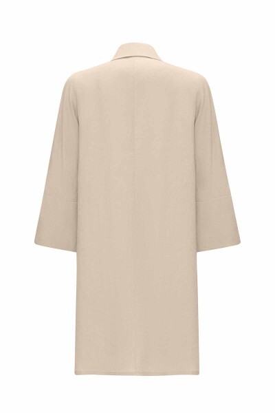 Double Breasted Linen Jacket with Side Slits - 11