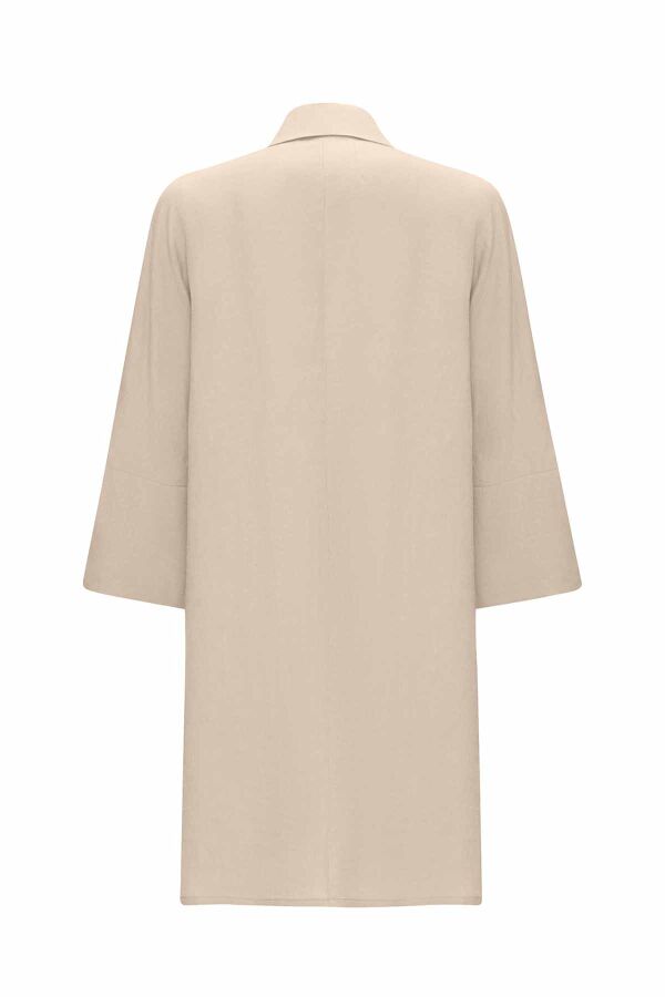 Double Breasted Linen Jacket with Side Slits - 11