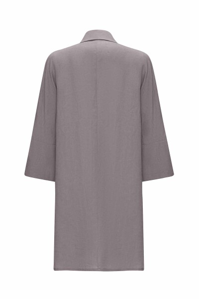 Double Breasted Linen Jacket with Side Slits - 13