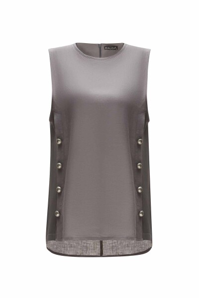Double Linen Tunic with Side Buttons - 13