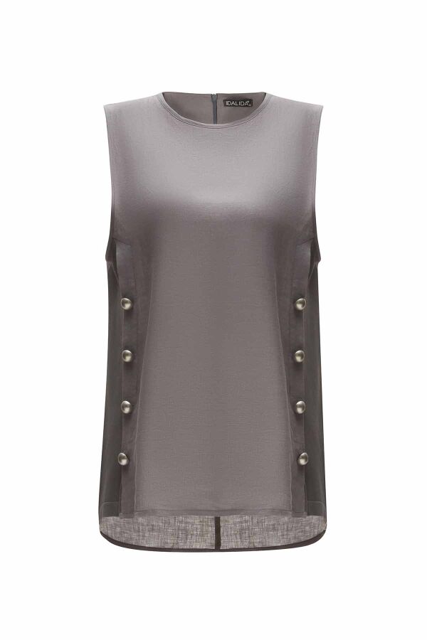 Double Linen Tunic with Side Buttons - 13