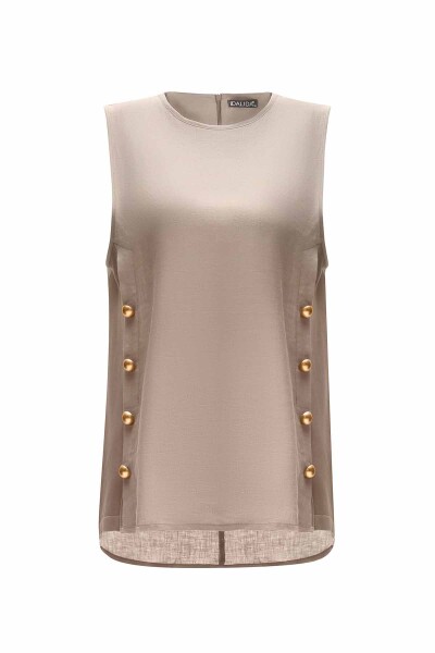 Double Linen Tunic with Side Buttons - 17