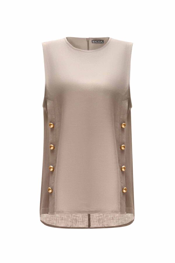 Double Linen Tunic with Side Buttons - 17