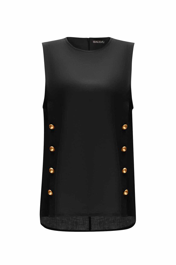 Double Linen Tunic with Side Buttons - 1