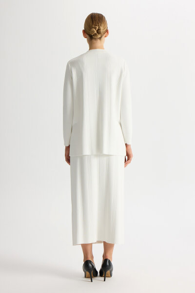 Düğmeli Klasik Triko Ceket Ekru - 3