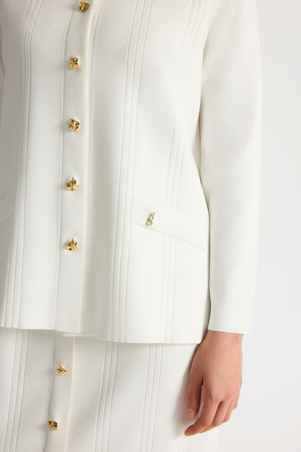 Buttoned Classic Knit Jacket - 2