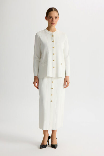 Buttoned Classic Knit Jacket - 4