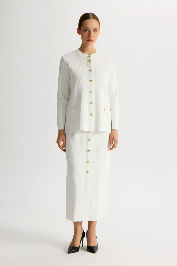 Buttoned Classic Knit Jacket - 4