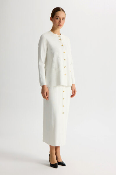 Buttoned Classic Knit Jacket - 5