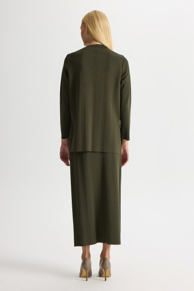 Düğmeli Klasik Triko Ceket Haki - 2